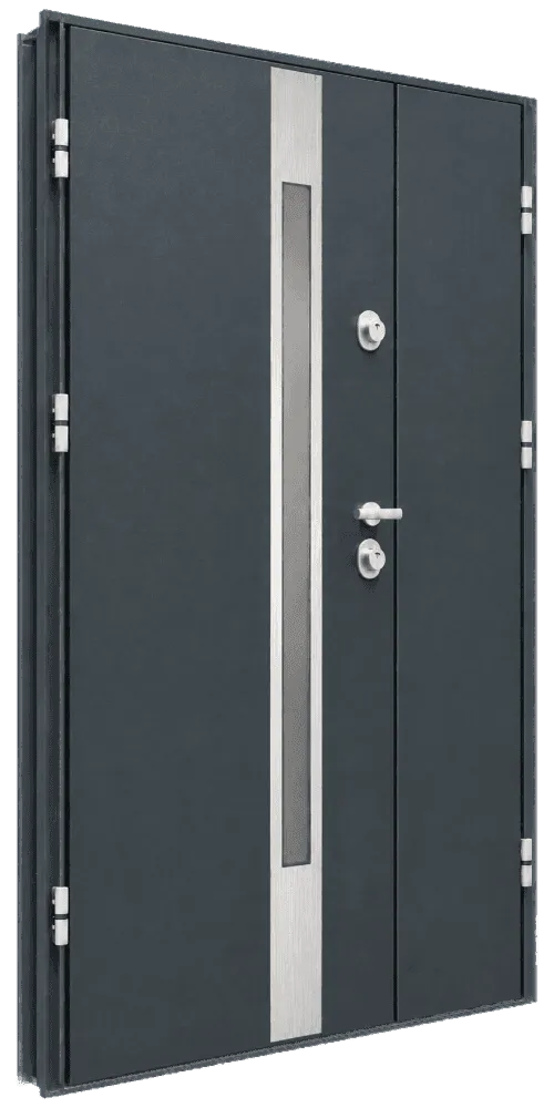 Ușă DELTA GRAND Belt Inox cu geam – antracit